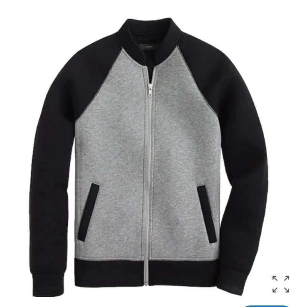 J. Crew Surf Varsity Neoprene Jacket Black Gray Size 6 Full Zip Sport